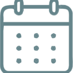 Ícone de calendário representando encontro presencial mensal nas pós-graduações do Instituto Sofia.