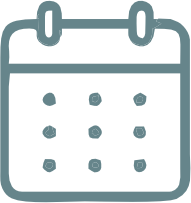 Ícone de calendário representando encontro presencial mensal nas pós-graduações do Instituto Sofia.